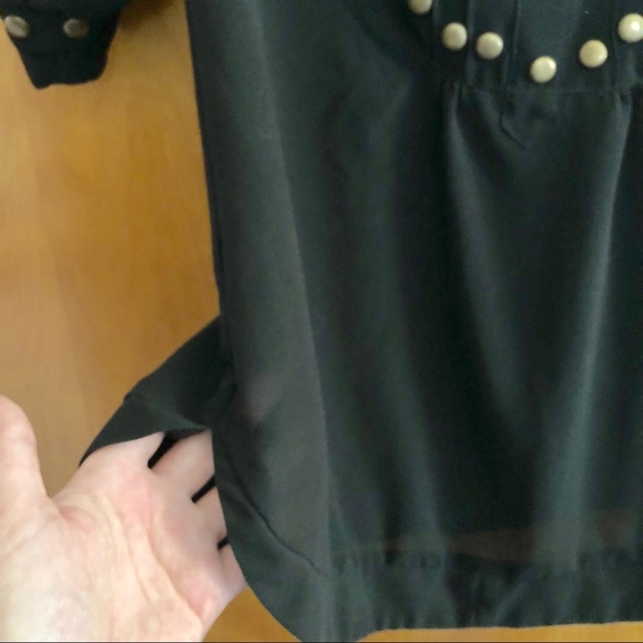 Angie | Sheer Black Top with Bronze Embellishments - Picture 4 of 8